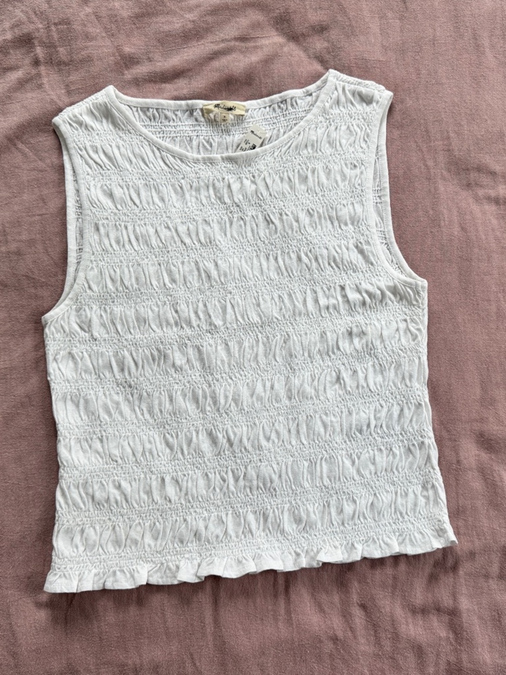 Madewell Smocked Boatneck Tank Top